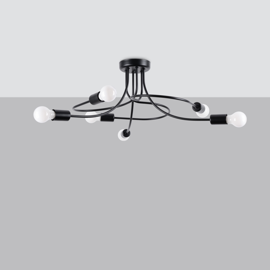 Κρεμαστό φωτιστικό LEVAR 6xE27/15W/230V μαύρο