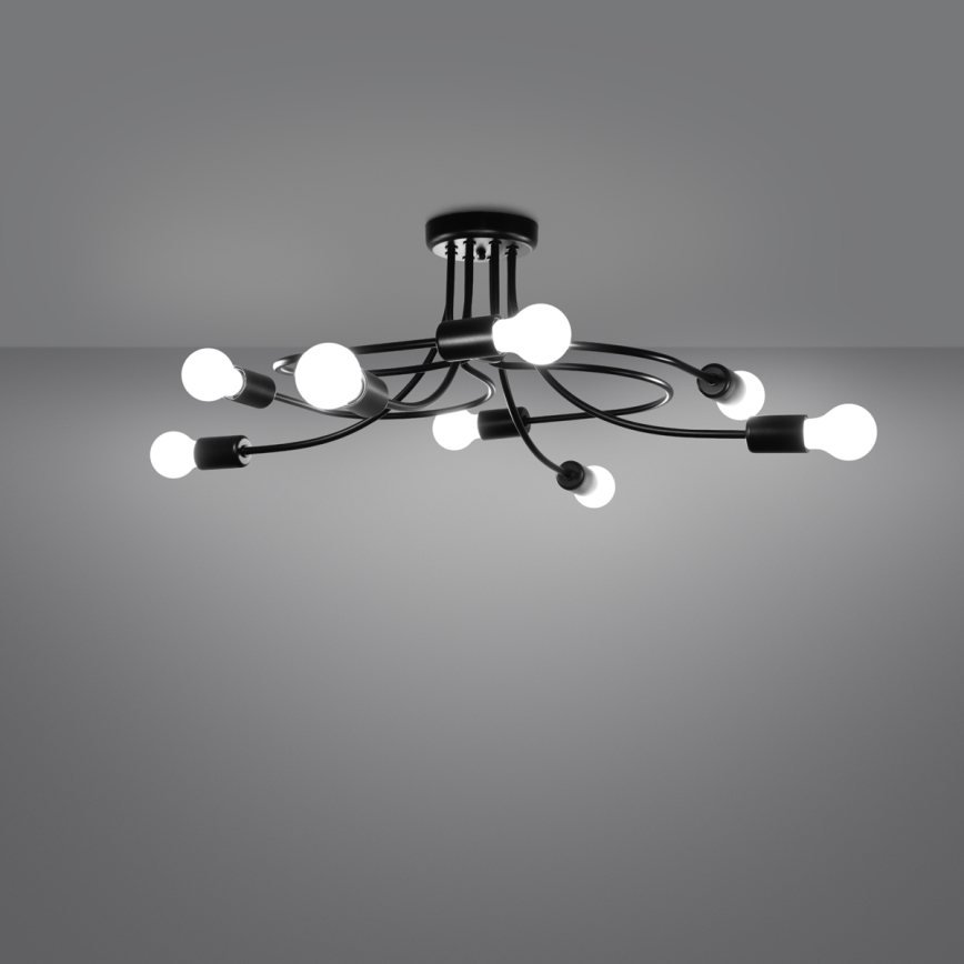Κρεμαστό φωτιστικό LEVAR 8xE27/15W/230V μαύρο