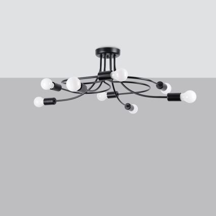 Κρεμαστό φωτιστικό LEVAR 8xE27/15W/230V μαύρο