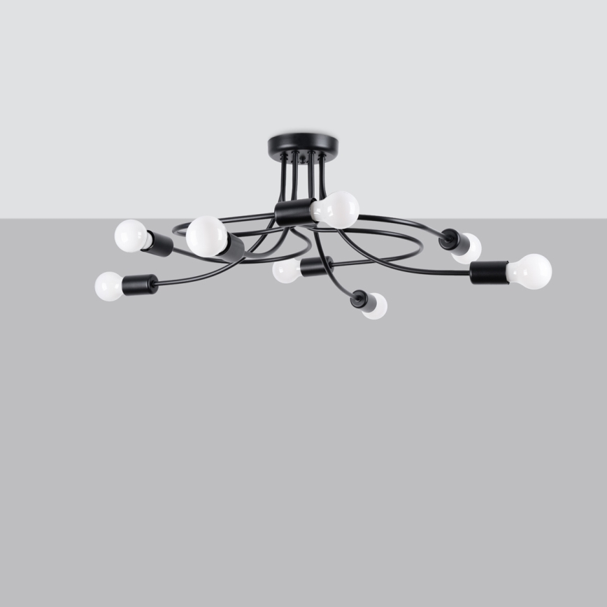 Κρεμαστό φωτιστικό LEVAR 8xE27/15W/230V μαύρο