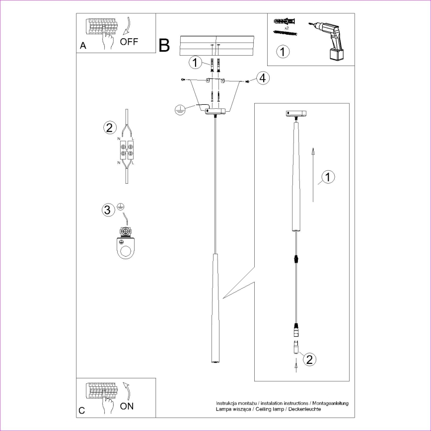 Κρεμαστό φωτιστικό οροφής BLISS 1xG9/8W/230V μαύρο