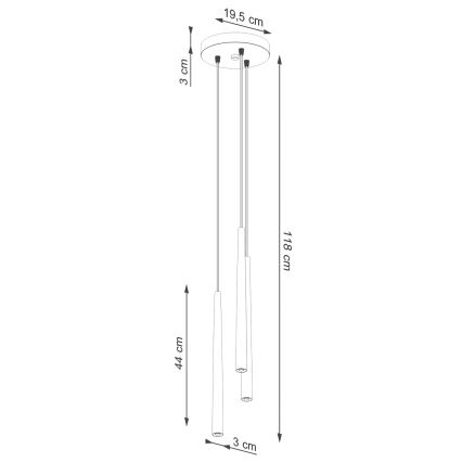 Κρεμαστό φωτιστικό οροφής BLISS 3xG9/8W/230V μαύρο