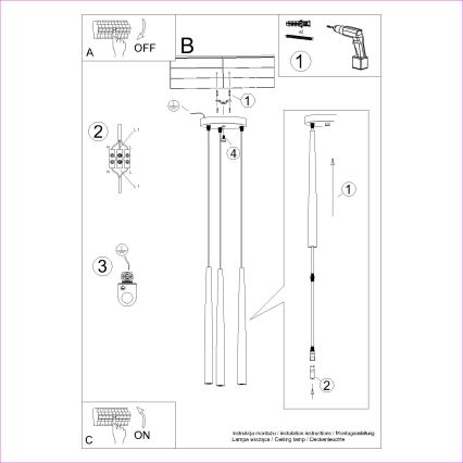 Κρεμαστό φωτιστικό οροφής BLISS 3xG9/8W/230V μαύρο