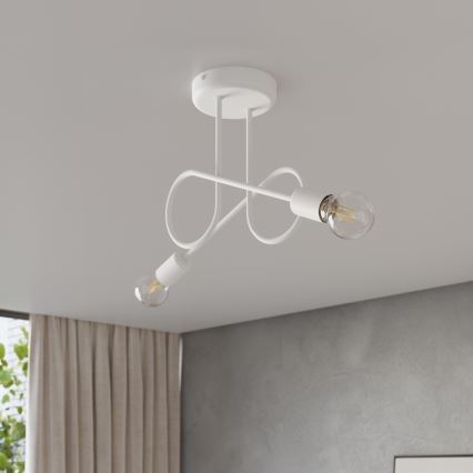 Πλαφονιέρα οροφής LOOP 2xE27/15W/230V λευκό