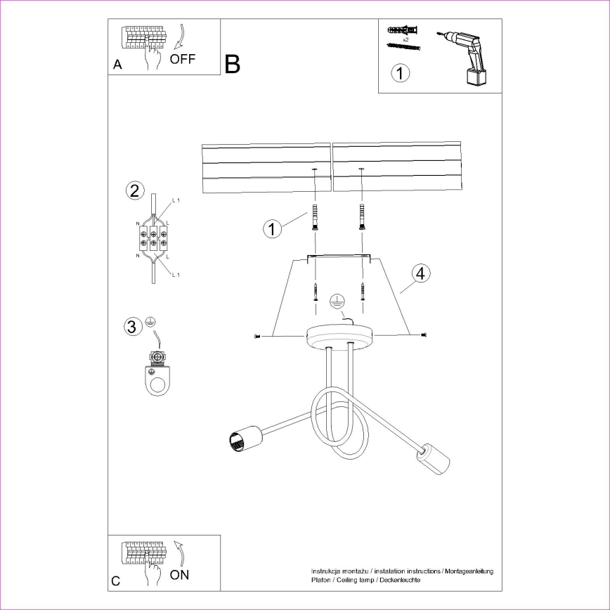 Πλαφονιέρα οροφής LOOP 2xE27/15W/230V λευκό