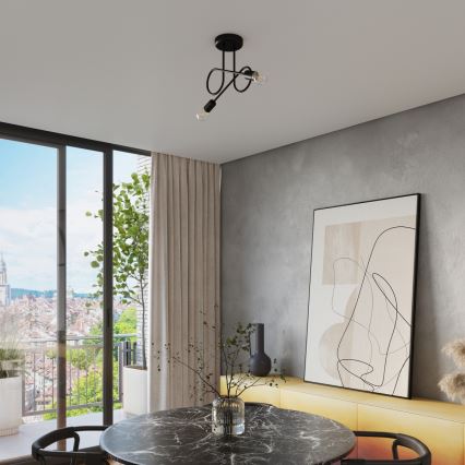 Πλαφονιέρα οροφής LOOP 2xE27/15W/230V μαύρο