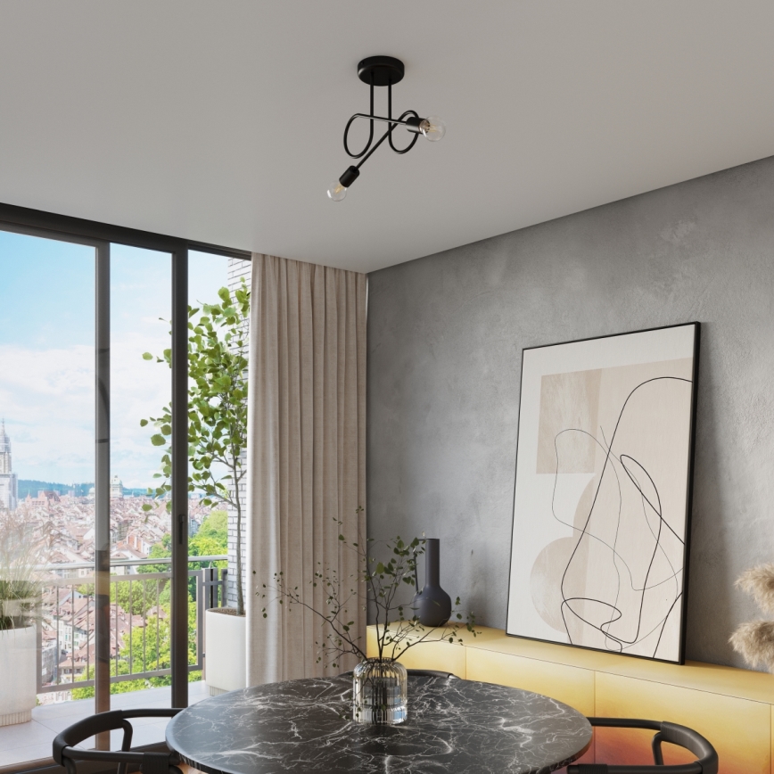 Πλαφονιέρα οροφής LOOP 2xE27/15W/230V μαύρο