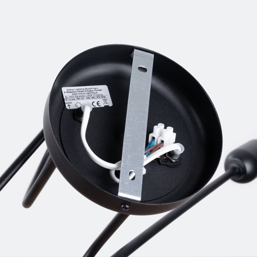 Πλαφονιέρα οροφής LOOP 2xE27/15W/230V μαύρο