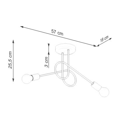 Πλαφονιέρα οροφής LOOP 2xE27/15W/230V μαύρο