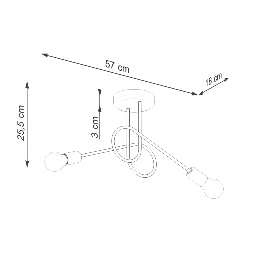 Πλαφονιέρα οροφής LOOP 2xE27/15W/230V μαύρο