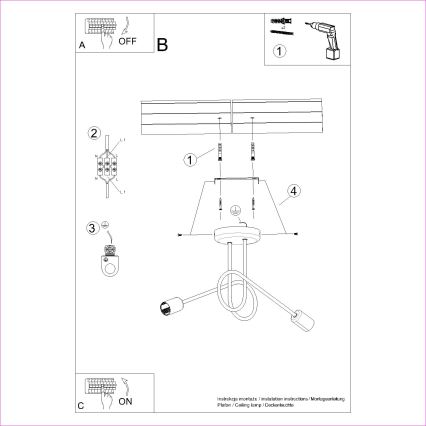 Πλαφονιέρα οροφής LOOP 2xE27/15W/230V μαύρο