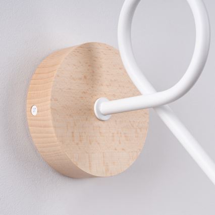 Λάμπα τοίχου EMBER 1xE27/15W/230V λευκό/μπεζ/οξιά