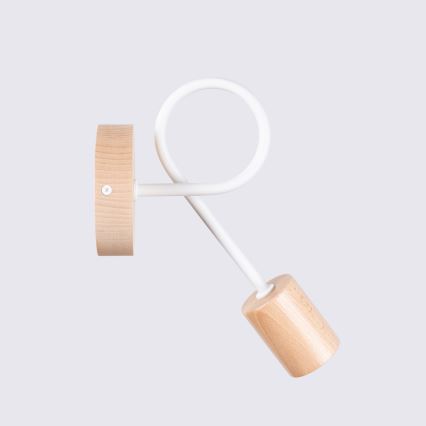 Λάμπα τοίχου EMBER 1xE27/15W/230V λευκό/μπεζ/οξιά