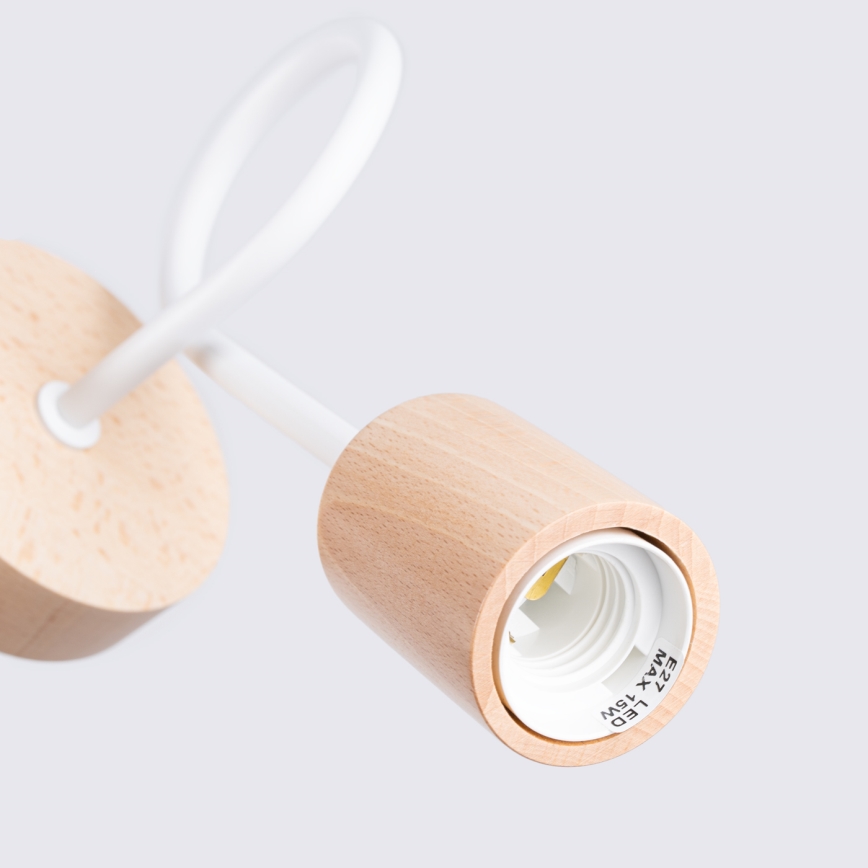 Λάμπα τοίχου EMBER 1xE27/15W/230V λευκό/μπεζ/οξιά