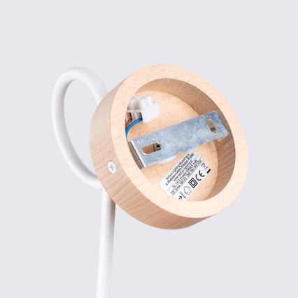 Λάμπα τοίχου EMBER 1xE27/15W/230V λευκό/μπεζ/οξιά