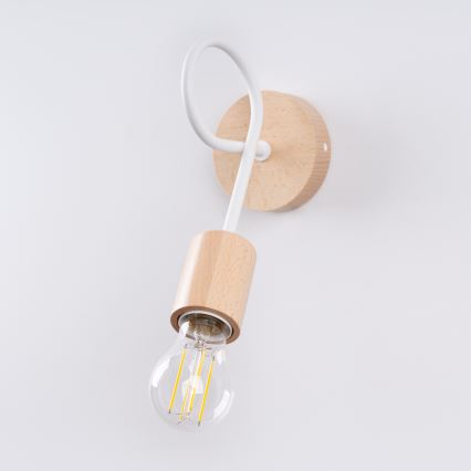 Λάμπα τοίχου EMBER 1xE27/15W/230V λευκό/μπεζ/οξιά