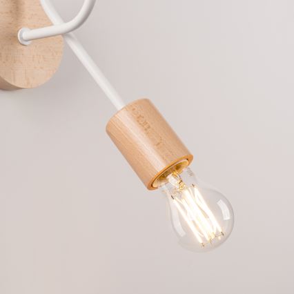 Λάμπα τοίχου EMBER 1xE27/15W/230V λευκό/μπεζ/οξιά