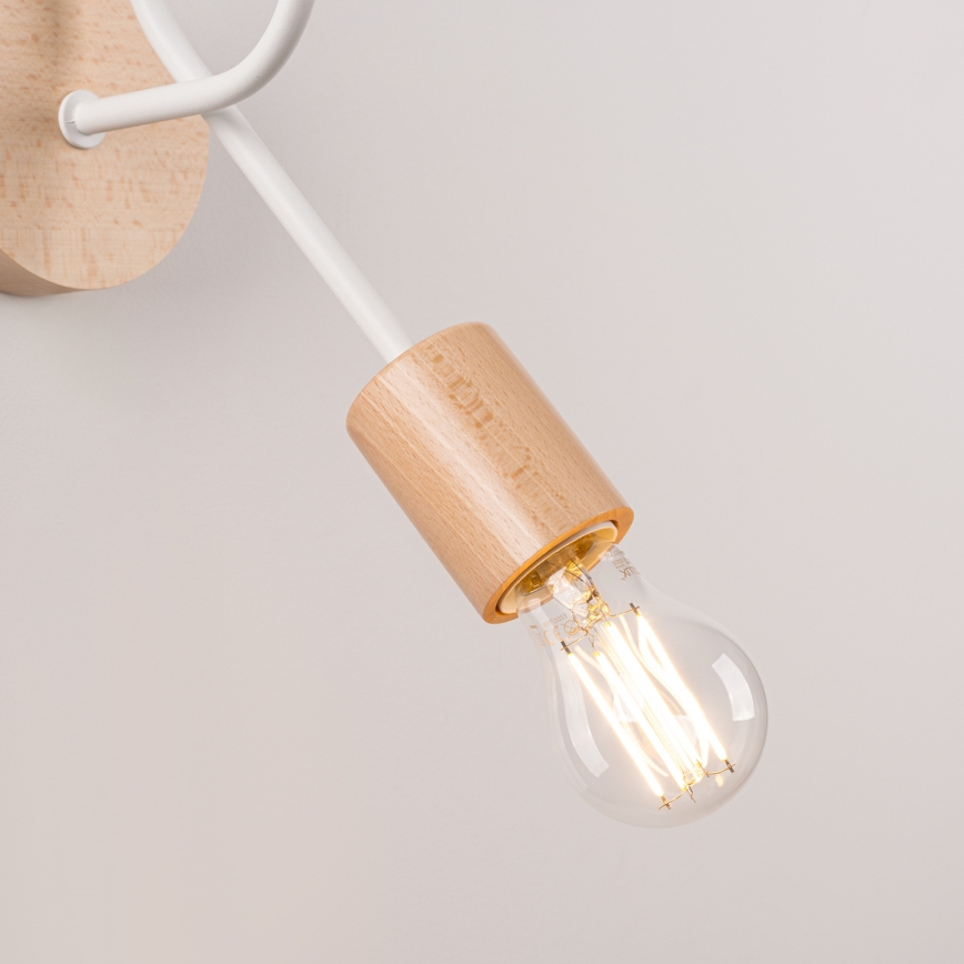 Λάμπα τοίχου EMBER 1xE27/15W/230V λευκό/μπεζ/οξιά