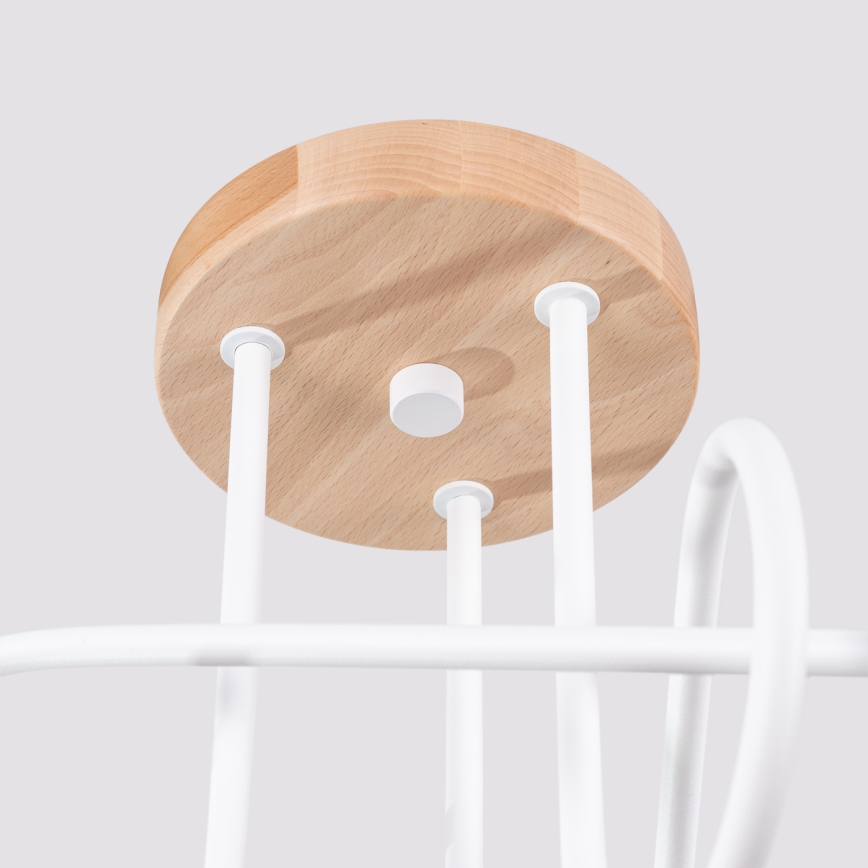 Πλαφονιέρα οροφής EMBER 3xE27/15W/230V λευκό/μπεζ/οξιά