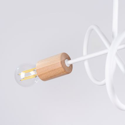 Πλαφονιέρα οροφής EMBER 3xE27/15W/230V λευκό/μπεζ/οξιά