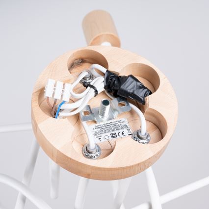 Πλαφονιέρα οροφής EMBER 5xE27/15W/230V λευκό/μπεζ/οξιά