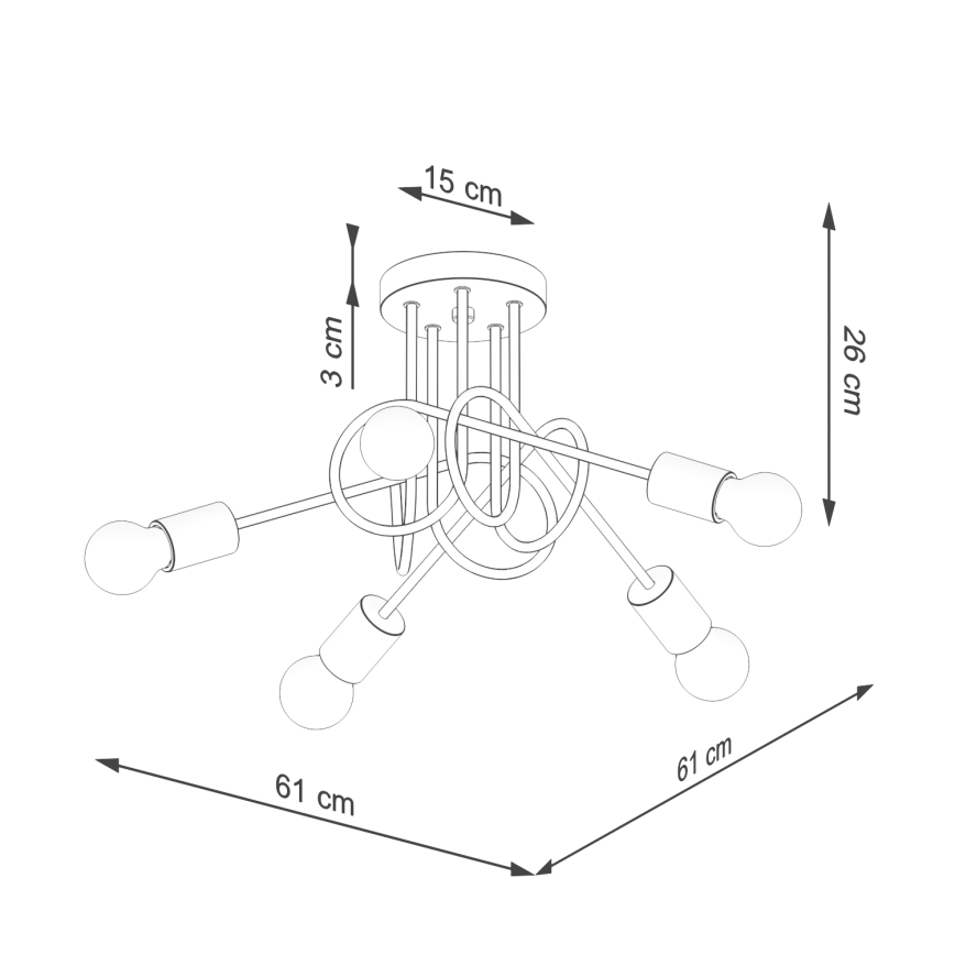 Πλαφονιέρα οροφής EMBER 5xE27/15W/230V λευκό/μπεζ/οξιά