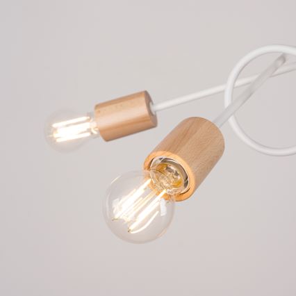 Πλαφονιέρα οροφής EMBER 5xE27/15W/230V λευκό/μπεζ/οξιά