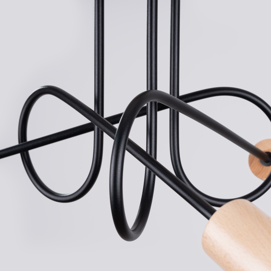 Πλαφονιέρα οροφής EMBER 3xE27/15W/230V μαύρο/μπεζ/οξιά