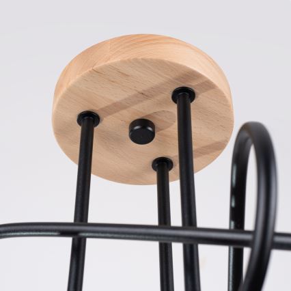 Πλαφονιέρα οροφής EMBER 3xE27/15W/230V μαύρο/μπεζ/οξιά