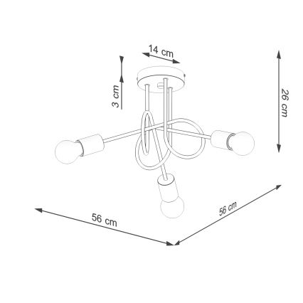 Πλαφονιέρα οροφής EMBER 3xE27/15W/230V μαύρο/μπεζ/οξιά