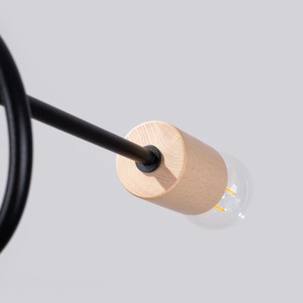 Πλαφονιέρα οροφής EMBER 5xE27/15W/230V μαύρο/μπεζ/οξιά