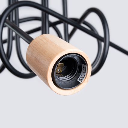 Πλαφονιέρα οροφής EMBER 5xE27/15W/230V μαύρο/μπεζ/οξιά