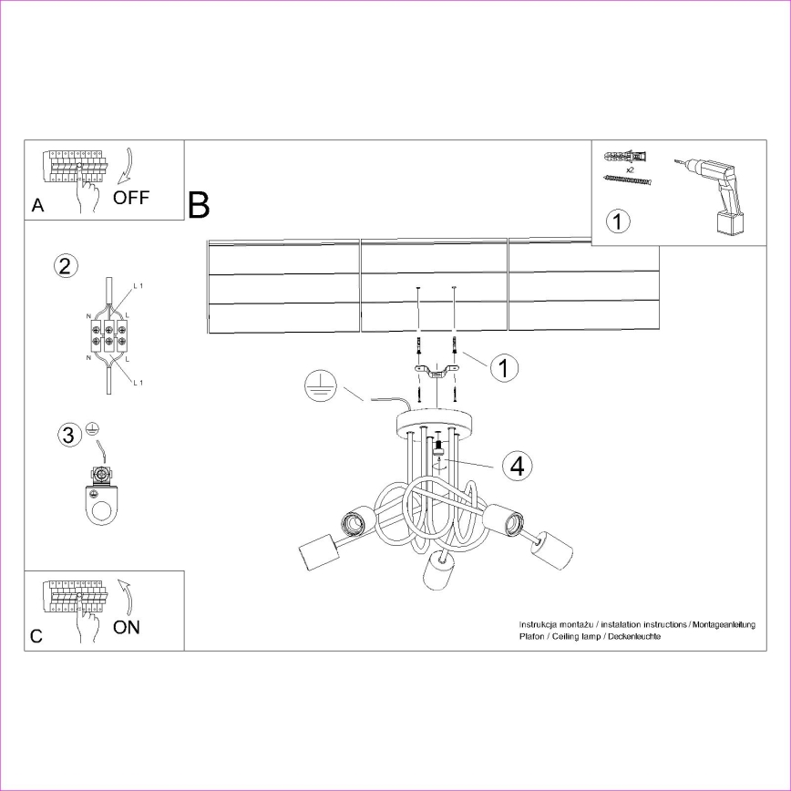 Πλαφονιέρα οροφής EMBER 5xE27/15W/230V μαύρο/μπεζ/οξιά