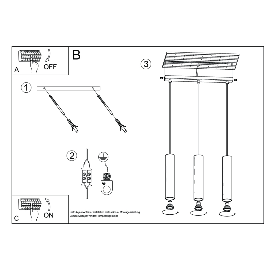 Κρεμαστό φωτιστικό οροφής LAGOS 3xGU10/10W/230V κρεμ
