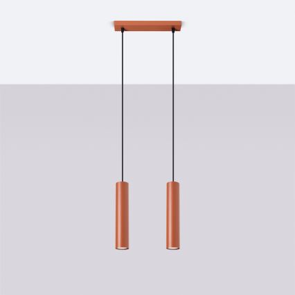 Κρεμαστό φωτιστικό οροφής LAGOS 2xGU10/10W/230V κόκκινο