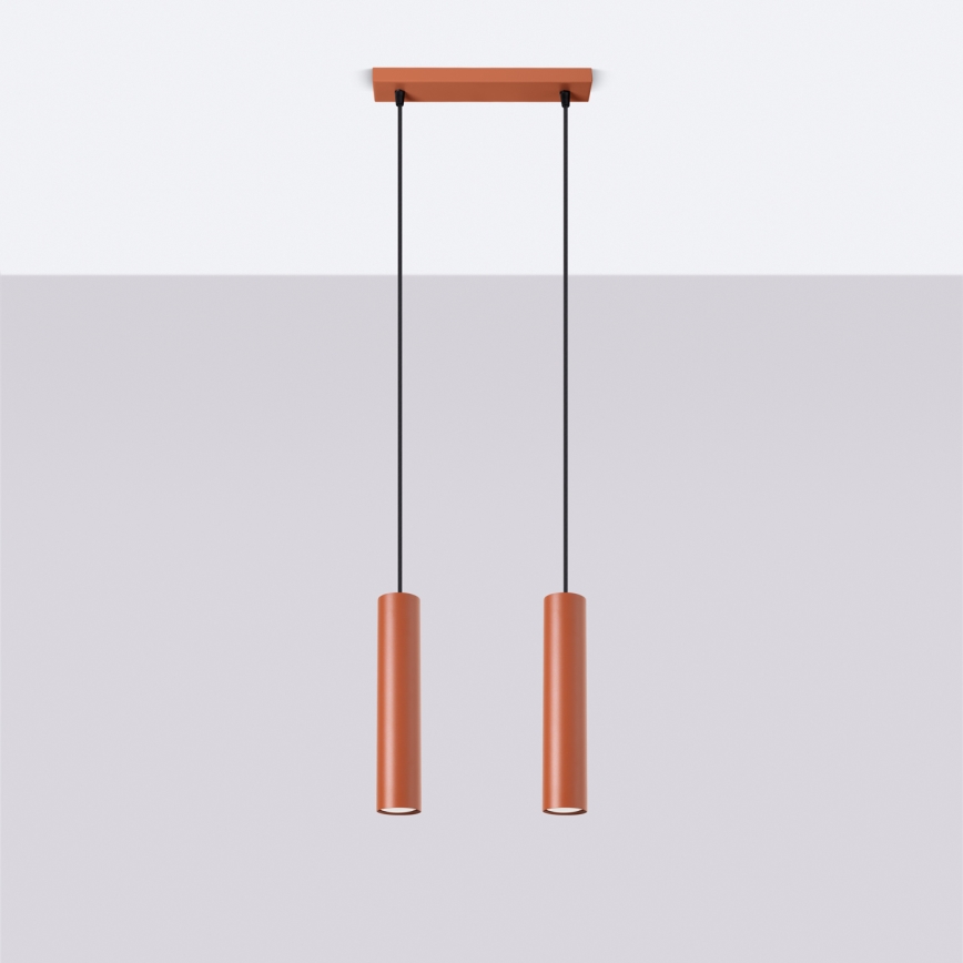 Κρεμαστό φωτιστικό οροφής LAGOS 2xGU10/10W/230V κόκκινο