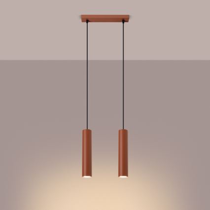 Κρεμαστό φωτιστικό οροφής LAGOS 2xGU10/10W/230V κόκκινο