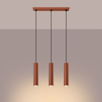 Κρεμαστό φωτιστικό οροφής LAGOS 3xGU10/10W/230V κόκκινο