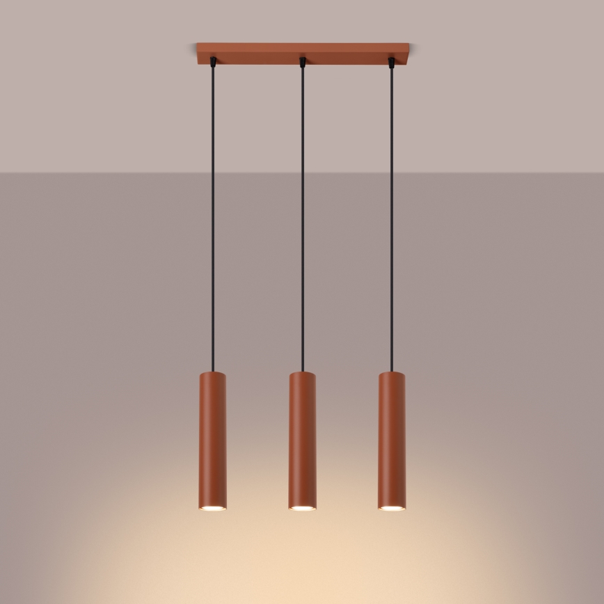 Κρεμαστό φωτιστικό οροφής LAGOS 3xGU10/10W/230V κόκκινο