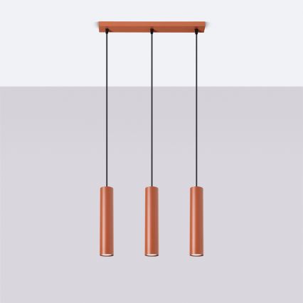 Κρεμαστό φωτιστικό οροφής LAGOS 3xGU10/10W/230V κόκκινο