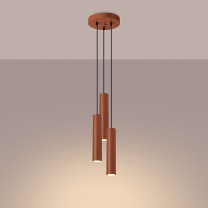Κρεμαστό φωτιστικό οροφής LAGOS 3xGU10/10W/230V κόκκινο
