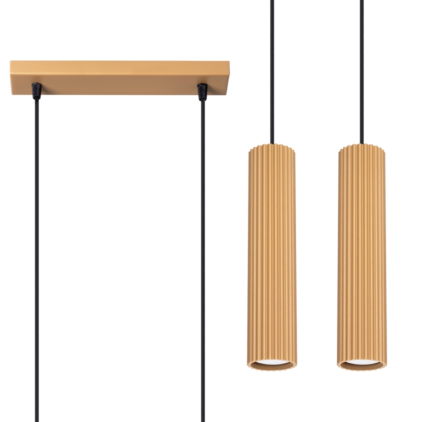 Κρεμαστό φωτιστικό οροφής KARBON 2xGU10/10W/230V χρυσό