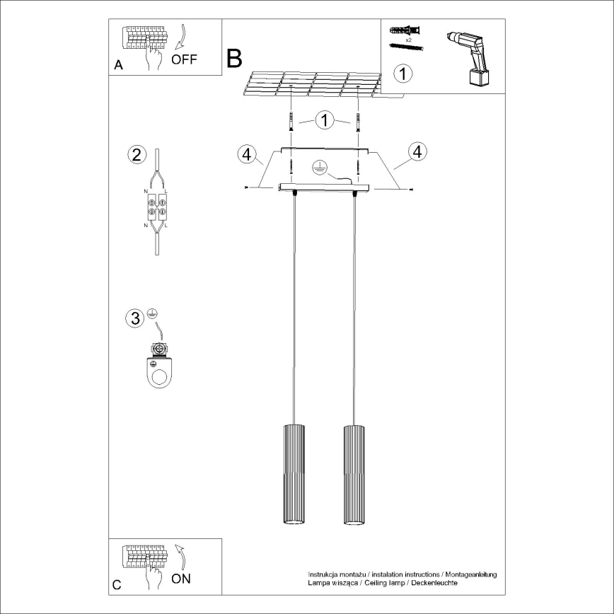 Κρεμαστό φωτιστικό οροφής KARBON 2xGU10/10W/230V χρυσό