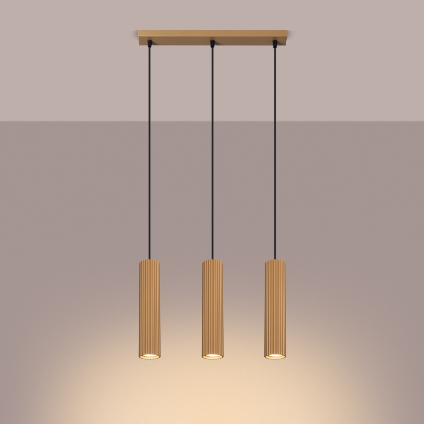 Κρεμαστό φωτιστικό οροφής KARBON 3xGU10/10W/230V χρυσό