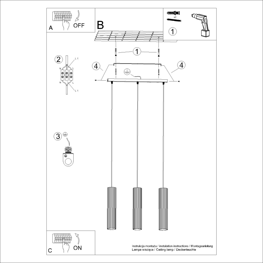 Κρεμαστό φωτιστικό οροφής KARBON 3xGU10/10W/230V χρυσό