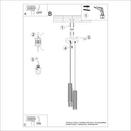 Κρεμαστό φωτιστικό οροφής KARBON 3xGU10/10W/230V χρυσό