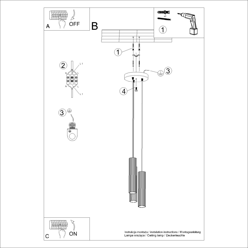 Κρεμαστό φωτιστικό οροφής KARBON 3xGU10/10W/230V χρυσό