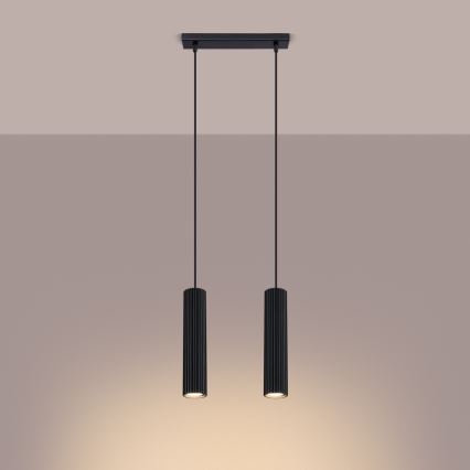 Κρεμαστό φωτιστικό οροφής KARBON 2xGU10/10W/230V μαύρο