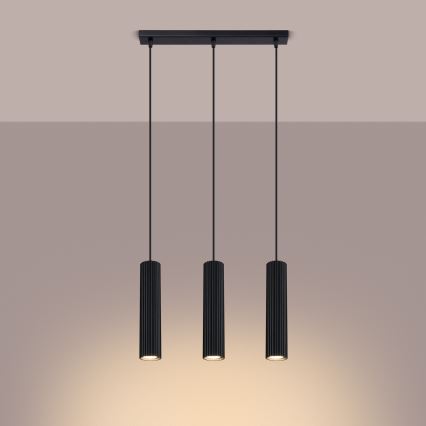 Κρεμαστό φωτιστικό οροφής KARBON 3xGU10/10W/230V μαύρο