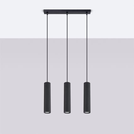Κρεμαστό φωτιστικό οροφής KARBON 3xGU10/10W/230V μαύρο